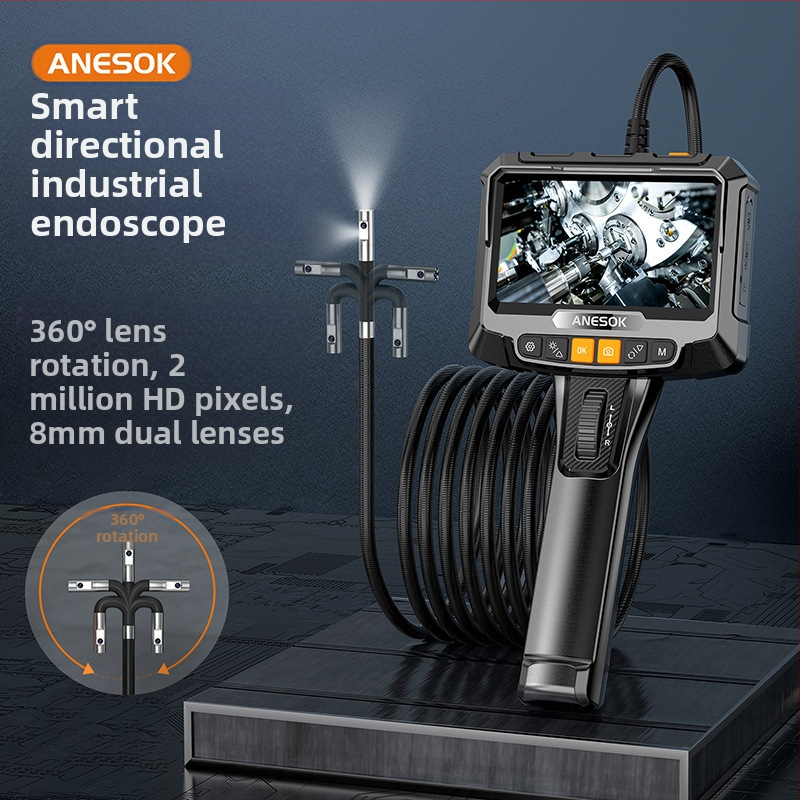 Ručni industrijski endoskop za inspekciju cijevi s 360° okretom, HD slika, IP67 vodootporan, IPS zaslon