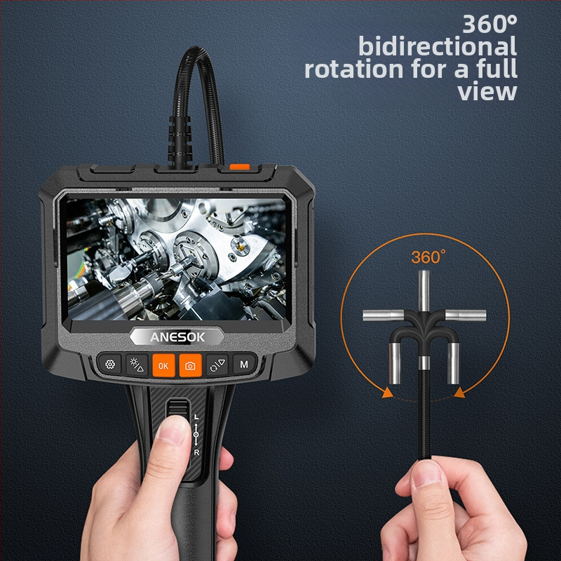 Ръчен индустриален ендоскоп за инспекция на тръбопроводи, 360° въртене, HD изображение, IP67 водоустойчив, IPS дисплей