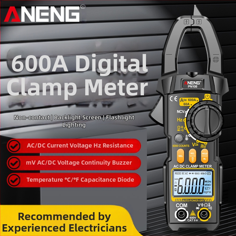 Цифров клампметър AC/DC, висок ток, за електротехници, мултифункционален измервател за поддръжка