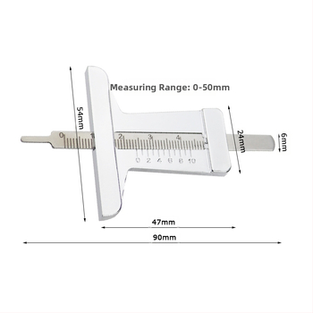 Automobilio padangų protekto gylio matuoklis su vernier kalibru, 0–50 mm, nerūdijantis plienas