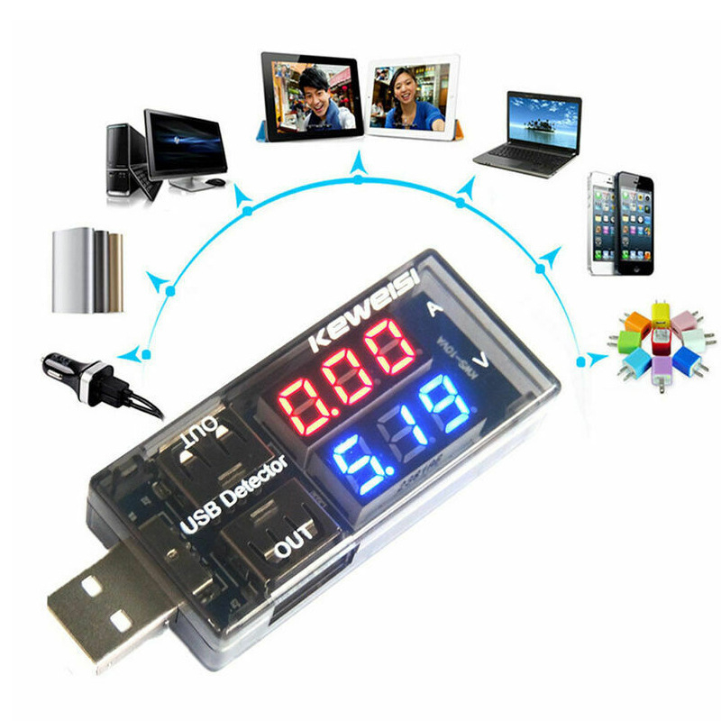 Портативен USB измервател на ток и напрежение (модел Kws-10va, обхват 0-3, точност 1%, захранване 5V)