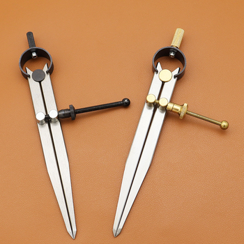 Bőr távolságmérő sárgaréz alkatrészekkel, állítható távolságmérő faipari és jelölési feladatokhoz