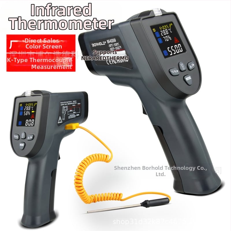 Υπέρυθρο θερμόμετρο με θερμοζεύγος τύπου Κ, φορητό, LCD οθόνη, μπαταρία 9V, χρόνος απόκρισης 500 ms