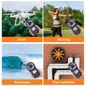 BT-100 цифров ръчен анемометър, измерва скоростта на вятъра до 30 и температура