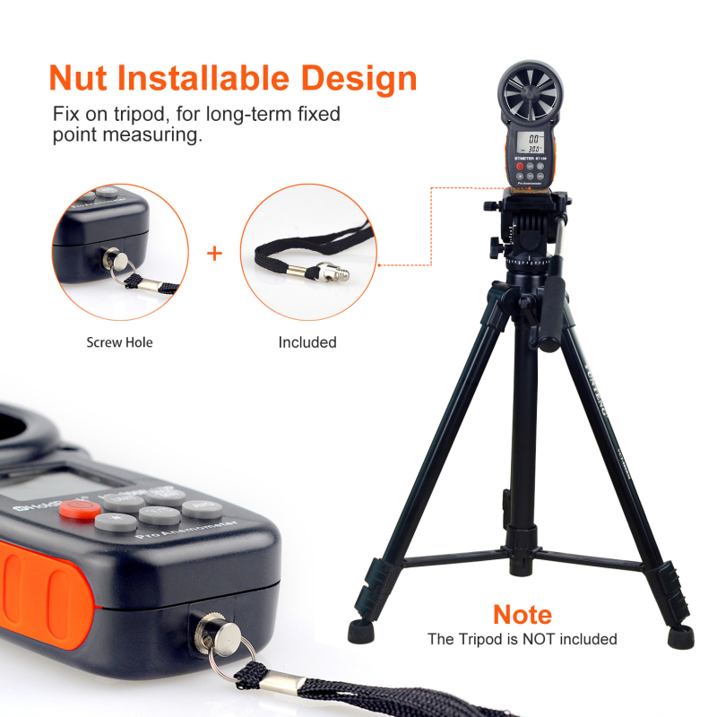 BT-100 цифров ръчен анемометър, измерва скоростта на вятъра до 30 и температура