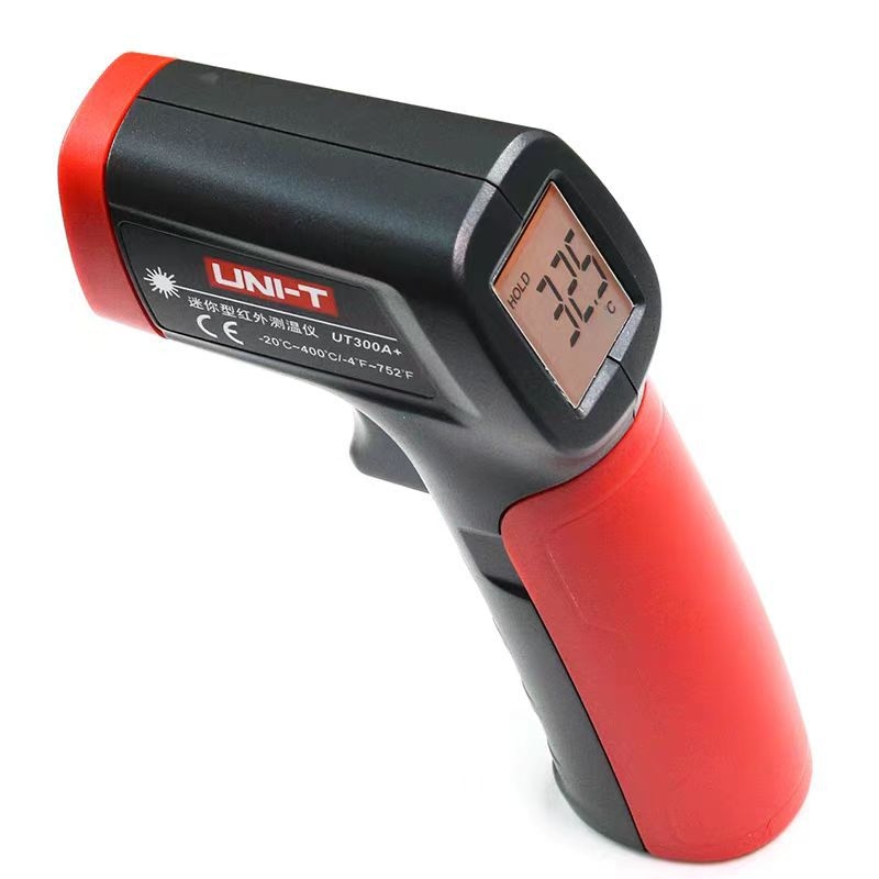 Χειροκίνητο υπέρυθρο θερμόμετρο με λέιζερ UT300A/UT300C, ανάλυση 0.1°C, εύρος -32 έως 1050°C, ακρίβεια ±1.8°C, χρόνος απόκρισης 500 ms