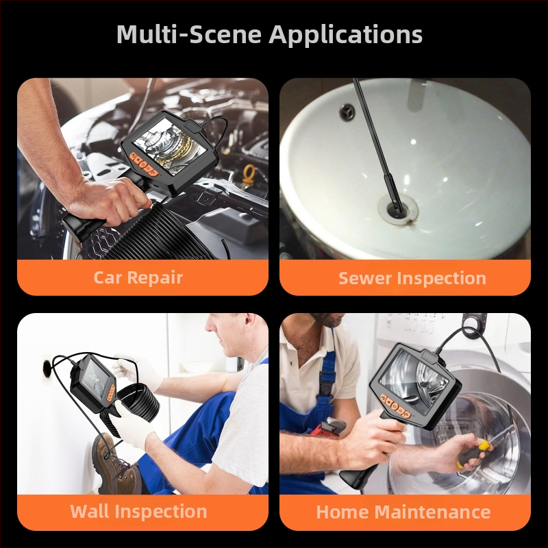 Ръчен индустриален ендоскоп с 4,3-инчов HD екран и 8 мм обектив (IP67 • 1080p • 2000mAh • 3–4 ч)