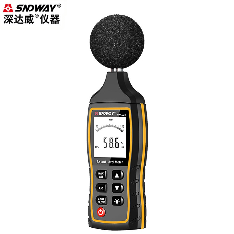 Цифров измерител на шум SW523/524, диапазон 30-130 dB, точност ±1,5 dB, резолюция 0,1 dB, работна температура 0-40°C