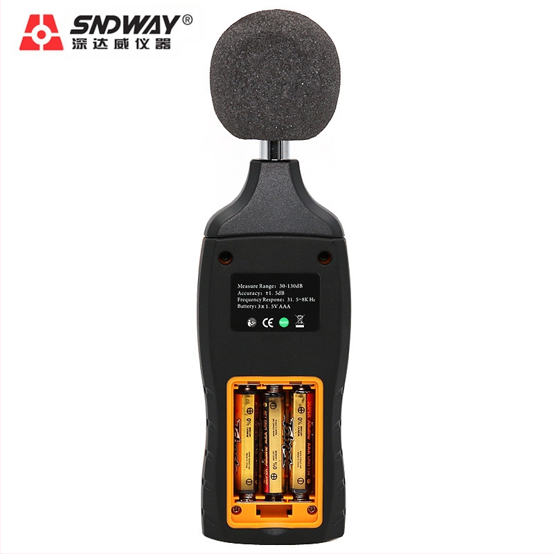 Цифров измерител на шум SW523/524, диапазон 30-130 dB, точност ±1,5 dB, резолюция 0,1 dB, работна температура 0-40°C