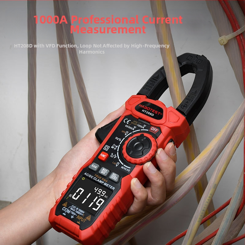 Дигитален кламп-метър, AC/DC измерване, обхват до 1000 A, LCD дисплей, защита срещу прегаряне, многофункционален