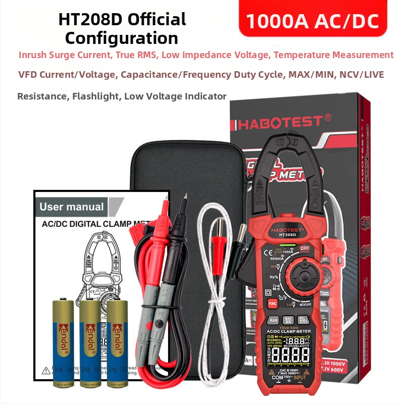 Дигитален кламп-метър, AC/DC измерване, обхват до 1000 A, LCD дисплей, защита срещу прегаряне, многофункционален