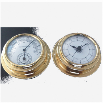 Термометър и влагомер с меден корпус + часовников комплект с латунен корпус, 1°C резолюция, грешка на температурата ±2°C, грешка на влажността ±7%, за домашна и морска употреба