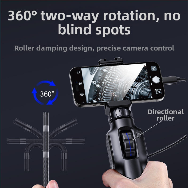 Ръчен бороскоп с 360° въртене за индустриална употреба — 7.9 mm сонда, 1000 mm работна дължина, IP67 водоустойчив, 2 MP