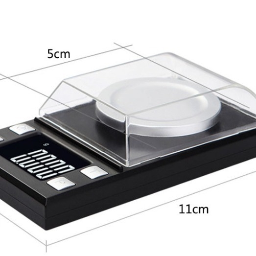 Elektroninės karatų svarstyklės juvelyriniams, tikslumas 0,001 g, talpa 100 g, elektroninis matavimas, maitinamos 2x AAA baterijomis