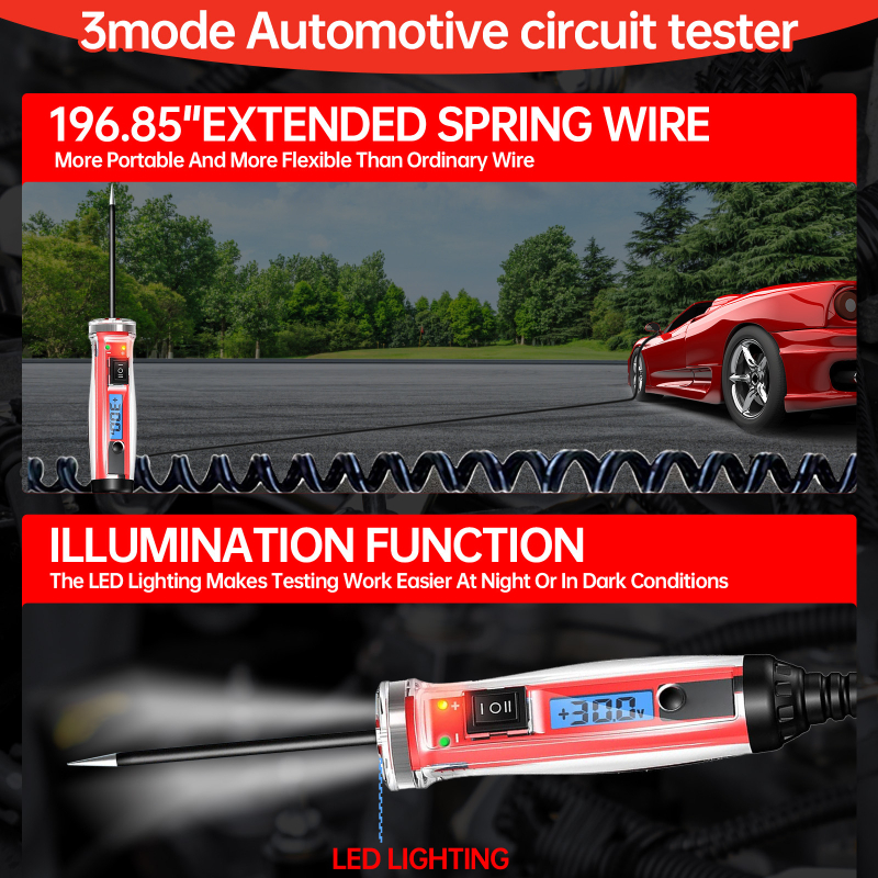 NS-822 tester napona s LCD zaslonom za automobile, alat za električne provjere auta, s zvučnim i svjetlosnim indikatorom