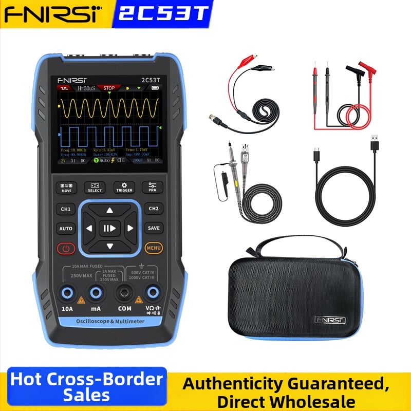 FNIRSI 2C53T διπλού καναλιού ψηφιακός παλμογράφος 50 MHz 0.25 GS/s