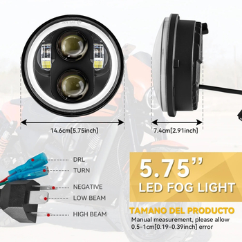 LED προβολέας μοτοσικλέτας με αγγελικό μάτι (angel eye), 40W, 12-36V, IP68, 6000 lm, περίβλημα από κράμα αλουμινίου