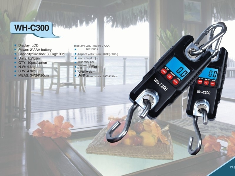 WH-C300 Преносим цифров кран-скала с кука за животни, 300 кг