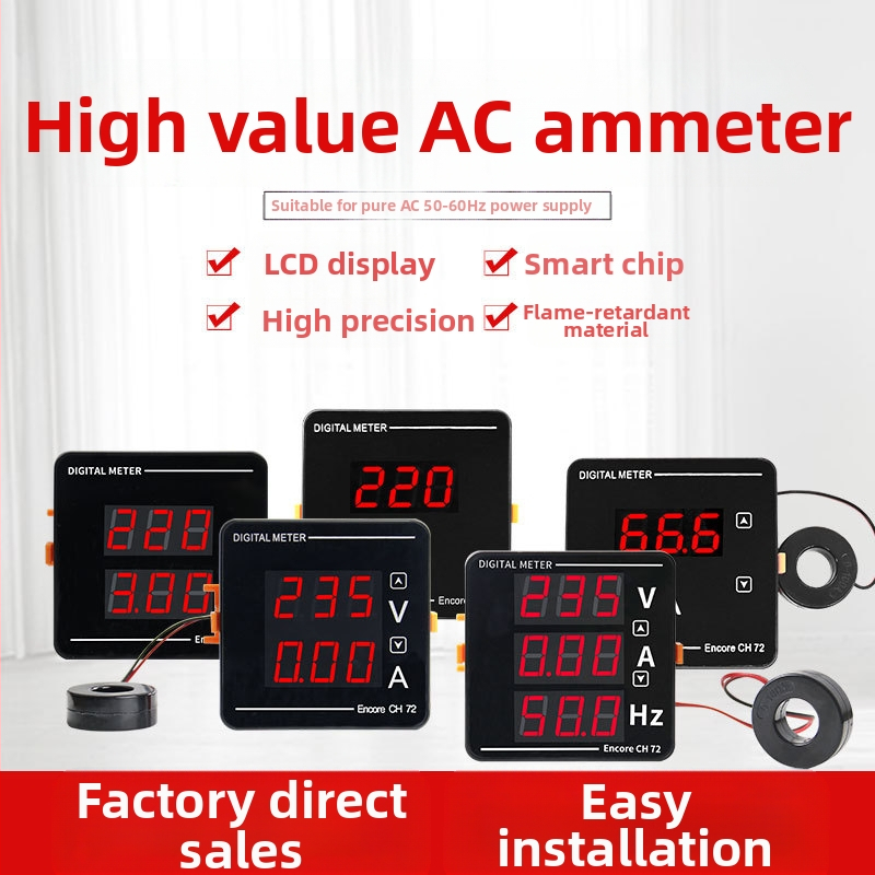 Taiye CH-72 ψηφιακό όργανο μέτρησης για AC τάση, ρεύμα και συχνότητα με LED οθόνη (50–500 V, 1–120 A, 50–63 Hz)