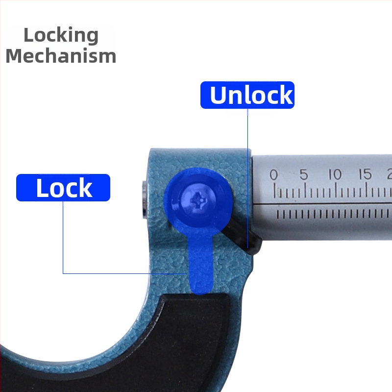 RUITOOL Външен микромер, 0-25 мм / 0-1 in, високопрецизен механичен винтов микрометър