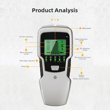 SH501 Χειροκίνητος ανιχνευτής τοίχων με 5-σε-1 λειτουργία; εύρος μέτρησης 12,7–60 mm; μέγεθος ακροφυσίου 60 mm; Roar