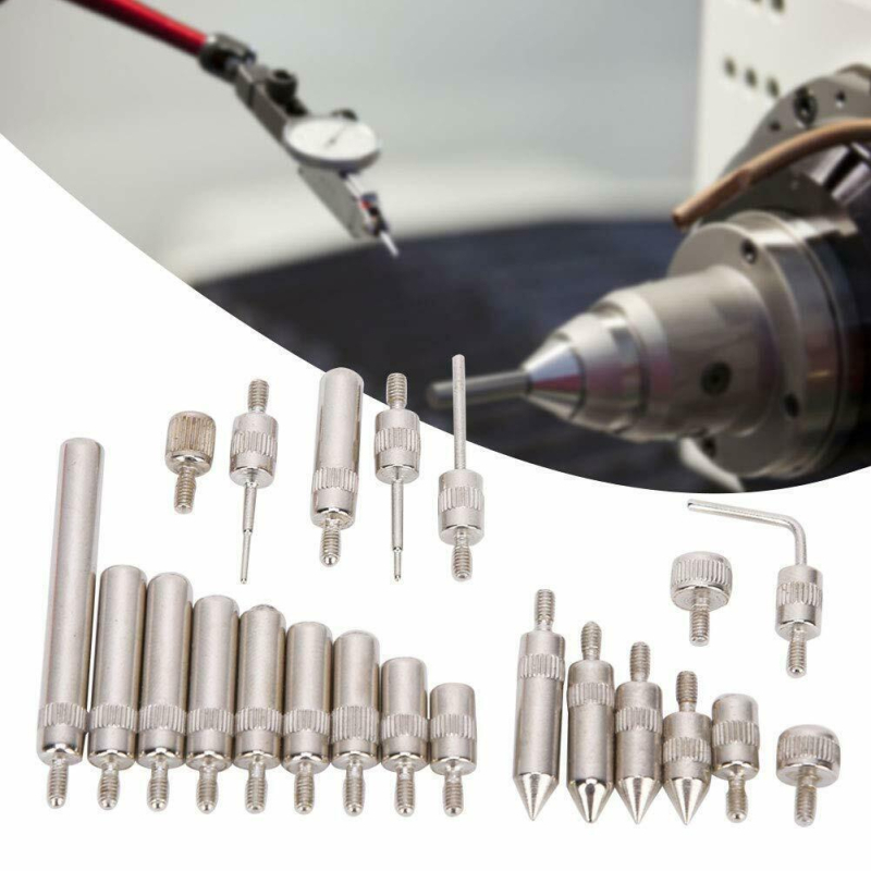 Dial indikatoria komplektas 0-10 mm diapazonui, 0.01 mm rezoliucija, 22 dalys, mechaninė komplektas su zondais