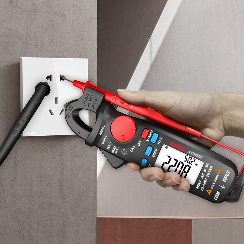 BSIDE ACM92 Дигитален клещов измервател за AC/DC, 100 A, 600 V, 6000 Ω
