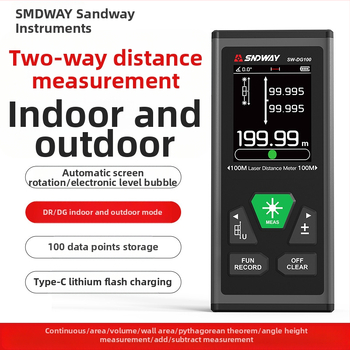 Διπλής κατεύθυνσης λέιζερ μετρητής απόστασης με υπέρυθρο ηλεκτρονικό μέτρο, εμβέλεια 200 m, μαγνητικό πίσω μέρος, μπαταρία λιθίου