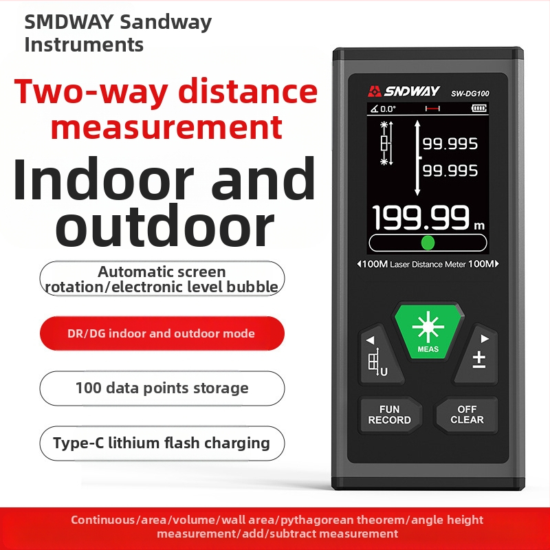 Διπλής κατεύθυνσης λέιζερ μετρητής απόστασης με υπέρυθρο ηλεκτρονικό μέτρο, εμβέλεια 200 m, μαγνητικό πίσω μέρος, μπαταρία λιθίου