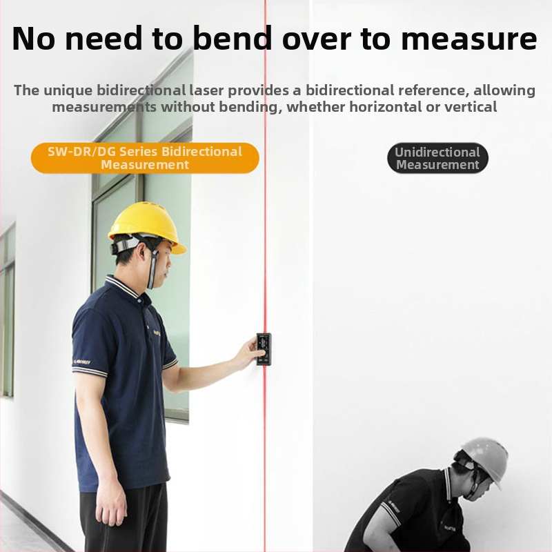 Двунасочен лазерен далекомер с инфрачервен електронен измервател, обхват 200 м, магнитна задна част, литиева батерия