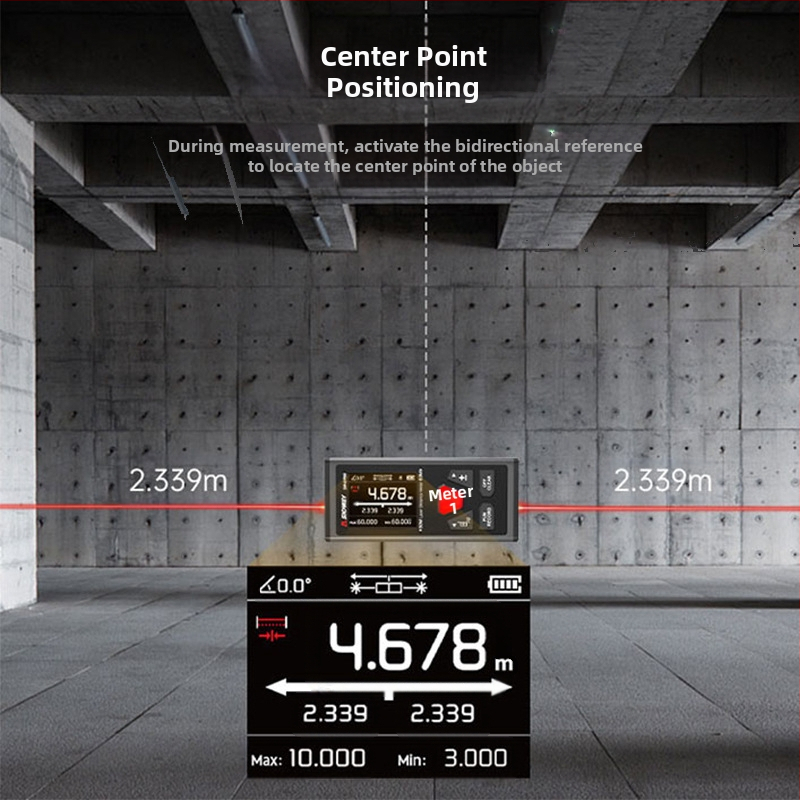 Двунасочен лазерен далекомер с инфрачервен електронен измервател, обхват 200 м, магнитна задна част, литиева батерия