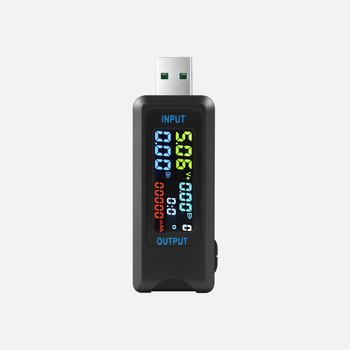 USB feszültség- és áramerősségmérő digitális kijelzővel, kapacitásteszt és külső akkumulátor detektor (Bemeneti feszültség: 4.5–36 V; Környezeti hőmérséklet: 10–60 °C; Súly: 19.8 g)