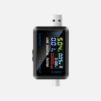 USB feszültség- és áramerősségmérő digitális kijelzővel, kapacitásteszt és külső akkumulátor detektor (Bemeneti feszültség: 4.5–36 V; Környezeti hőmérséklet: 10–60 °C; Súly: 19.8 g)