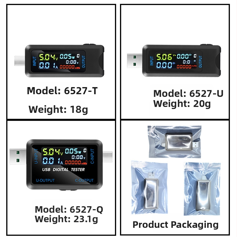 USB voltmeter s digitálnym displejom, tester kapacity a detektor power banky (Vstup: 4.5–36 V; Teplota prostredia: 10–60 °C; Hmotnosť: 19.8 g)