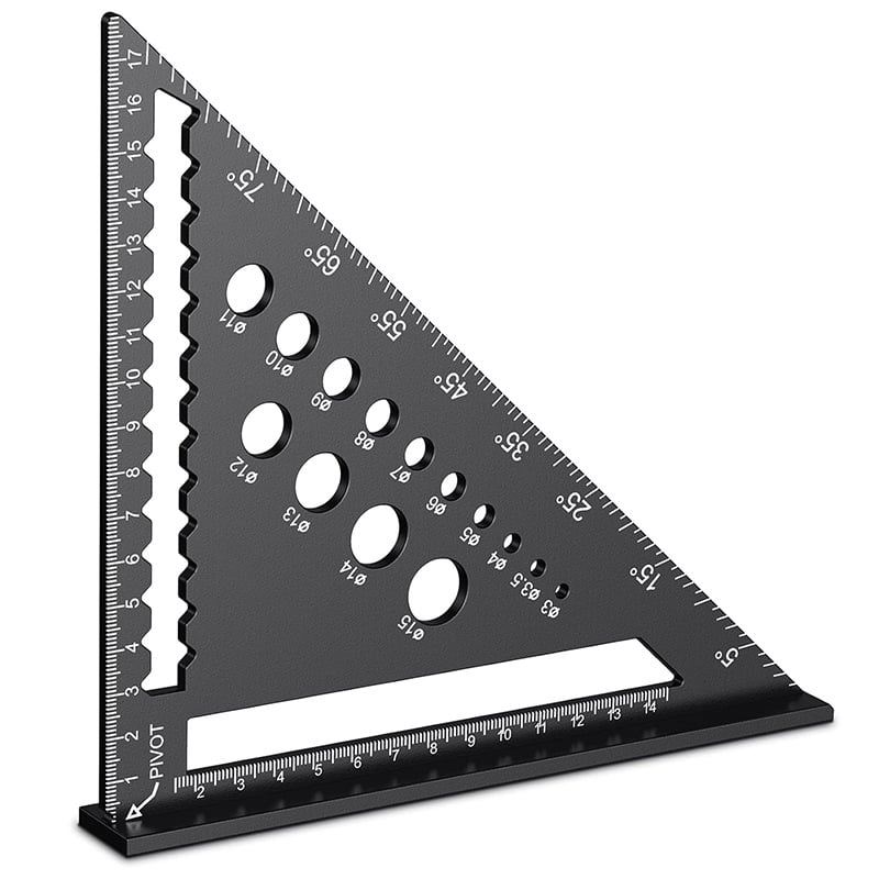 Дърводелски триъгълник от алуминиева сплав с 90° и 45° ъгли, високопрецизен измервателен инструмент