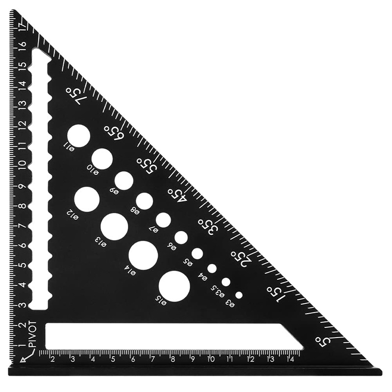 Дърводелски триъгълник от алуминиева сплав с 90° и 45° ъгли, високопрецизен измервателен инструмент