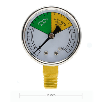 Y50 nyomásmérő, 0–30 psi mérési tartomány, menetes csatlakozás, pontosság ±1,6%