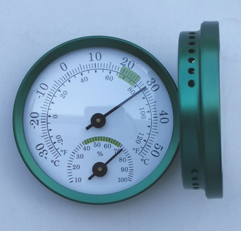 Указателен прибор за температура и влажност, диапазон -30 до 50°C, 0–100% RH, резолюция на температурата 1°C, резолюция на влажността 2%