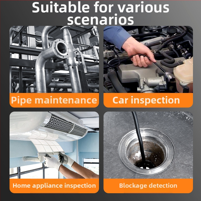 Индустриален ендоскоп с двойни лещи, 8,0 мм сонда, работна дължина 5 м, IP67 водоустойчив, LED осветление, HD IPS дисплей