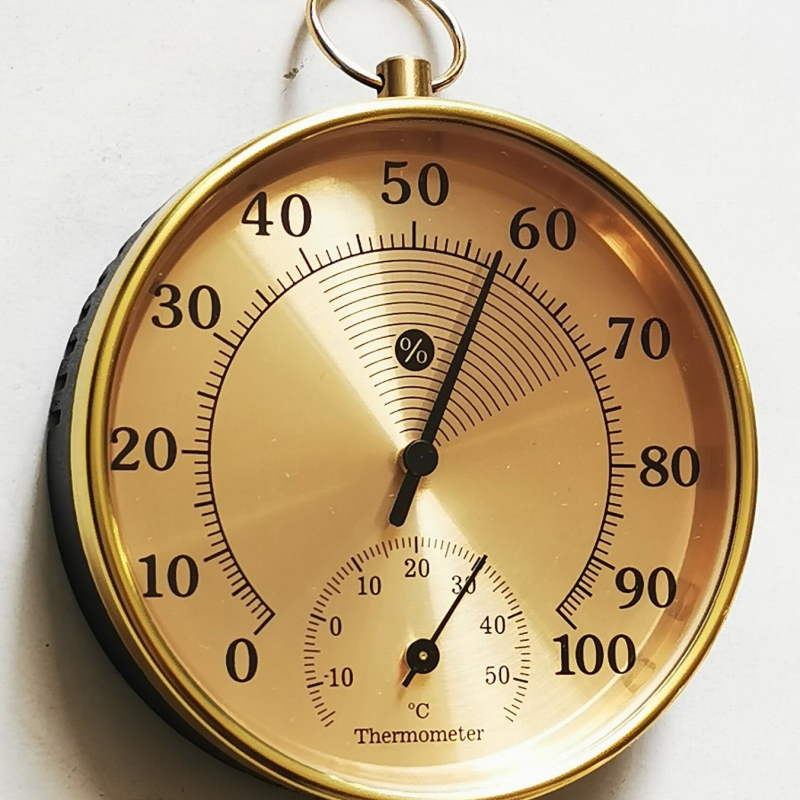 HT9100G higrotermometras su anglų dialu HM; drėgmės tikslumas ±7%, raiška 2%RH/2°C, temperatūros tikslumas ±2°C; tinka namams, biurui ir sandėliui