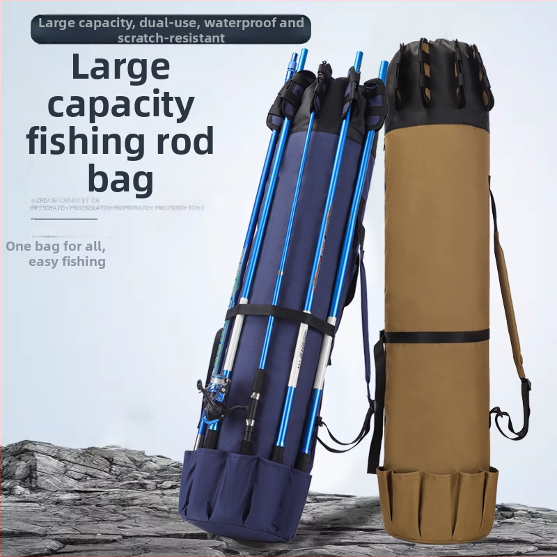 Jūrinės žvejybos krepšys iš PVC atsparaus vandeniui audinio, sulankstomas, didelės talpos, skirtas laikyti meškerę, ritę, liniją ir masalus