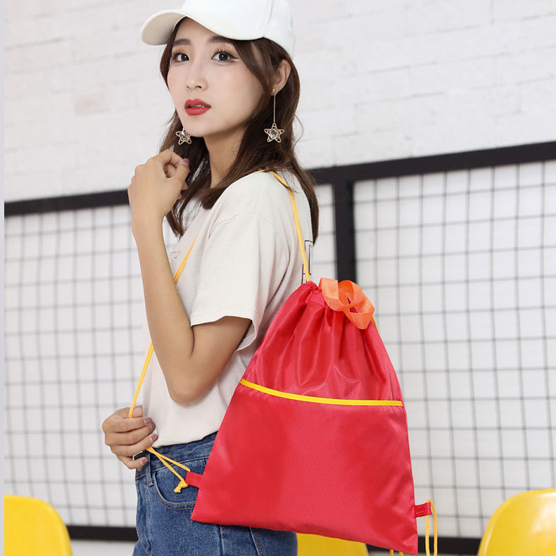 Αδιάβροχη πολυεστερική σακίδα με κορδόνι και τσέπη – εξωτερική αποθήκευση για γυμναστική, μάρκα Chichuan, προσαρμόσιμη