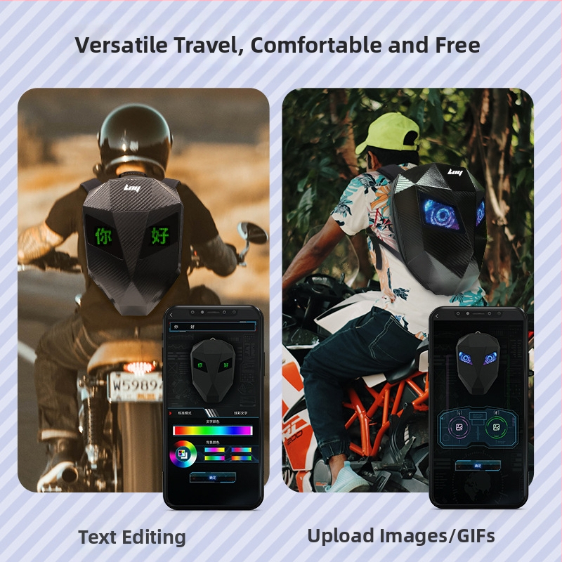 LOY Раница за колоездене, 20 л, ABS+PC, текстура на карбоново влакно, включено покритие против дъжд, за мотокрос и колоездачи