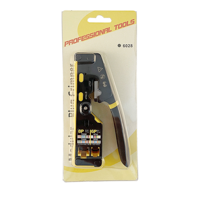 Ethernet kabelių krimpavimo įrankiai 8P6P, dviejų paskirčių, su laidų nuėmimo ir pjovimo funkcijomis, vertikalus crimpping, įrankių plienas