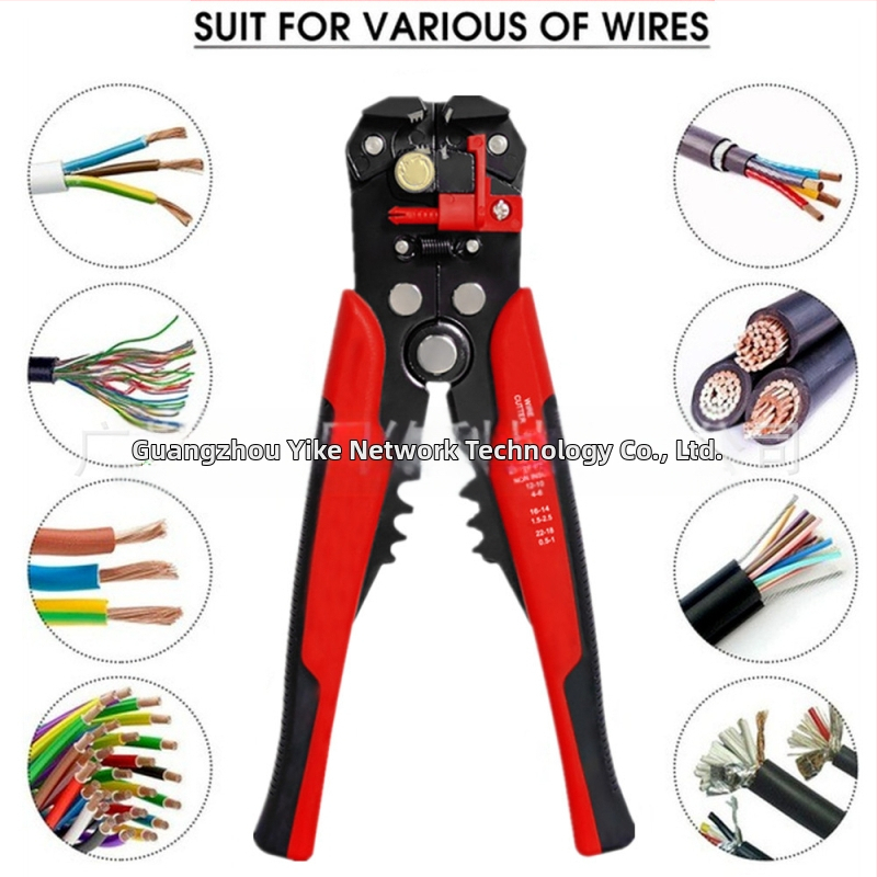 päť v jednom: automatické odstraňovače izolácie káblov s meďou jadrom, ploché čeľuste, 0.2-6 mm², dĺžka stlačenia 170 mm, hmotnosť 380 g, rukoväť PP+TPR