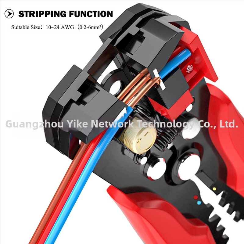 päť v jednom: automatické odstraňovače izolácie káblov s meďou jadrom, ploché čeľuste, 0.2-6 mm², dĺžka stlačenia 170 mm, hmotnosť 380 g, rukoväť PP+TPR