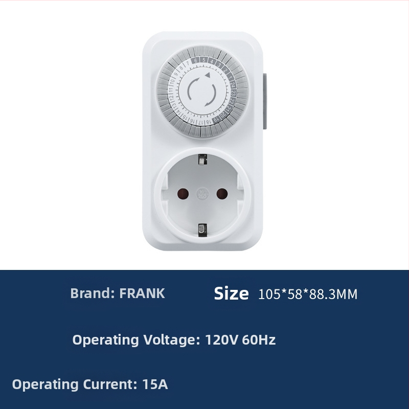Mechaninis laikmačio lizdas su Europos stiliaus 24 valandų ciklu, 16 A, 250 V, liepsnai atsparus PC korpusas