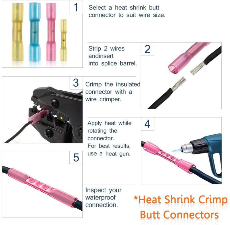 Комплект термоусадъчни терминали с припойни пръстени и средна тръба — 640 бр., пластмасова конструкция, температурна устойчивост 105, устойчивост на напрежение 12