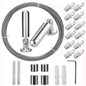 Nerūdijančio plieno viela su plastiniu danga 5 m rinkinys – metalas, šiuolaikiškas minimalistinis stilius, tinkantis visų užuolaidų tipų, su ženklu