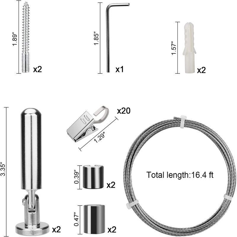 Nerūdijančio plieno viela su plastiniu danga 5 m rinkinys – metalas, šiuolaikiškas minimalistinis stilius, tinkantis visų užuolaidų tipų, su ženklu